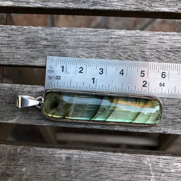 Pale Green Labradorite & Sterling Silver Pendant NWOT - Picture 3 of 6